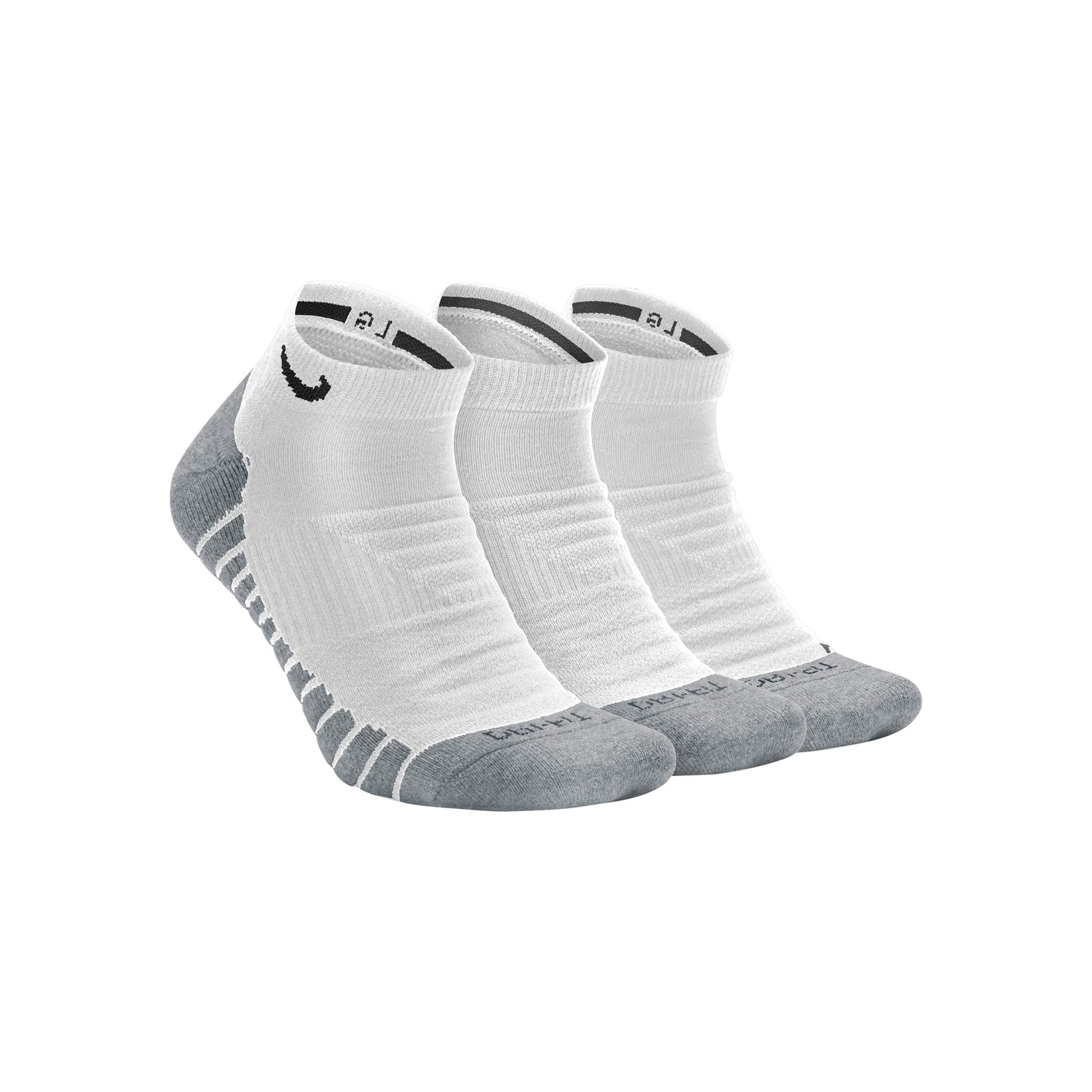 Nike Everyday Max Cushion No-Show Chaussettes de tennis Pack de 3 Unisex - blanc, gris