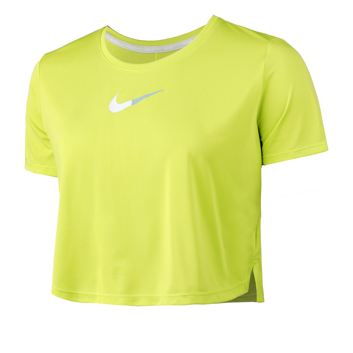 Nike Dri-Fit One Color-Blocked Standard-Fit Cropped T-shirt Femmes - vert fluo,