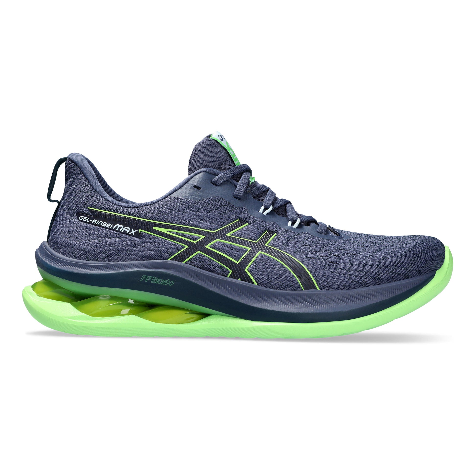 ASICS Gel-Kinsei Max Chaussure de running sans stabilisateurs Hommes - bleu foncé, vert fluo