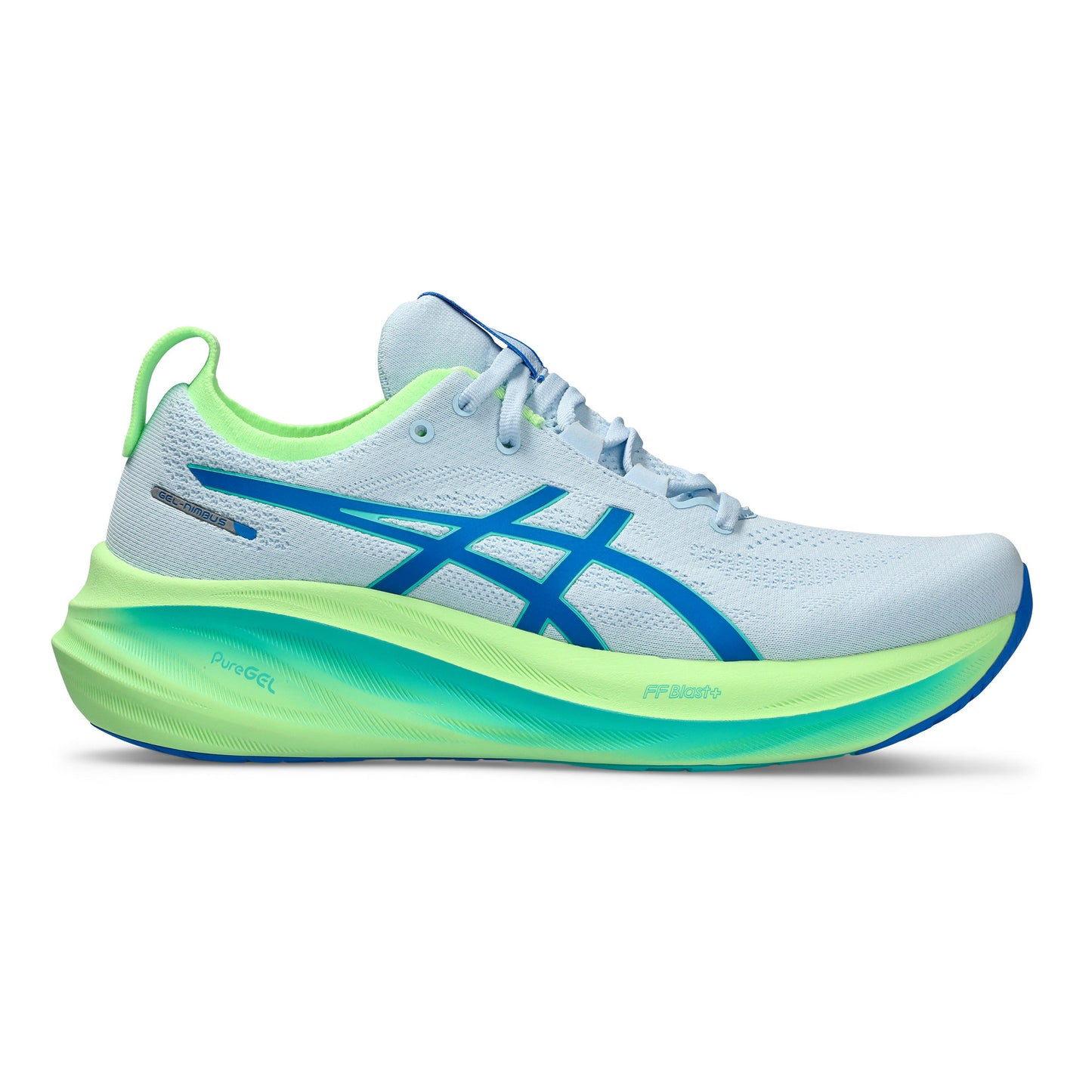 ASICS Gel-Nimbus 26 Lite-Show Chaussure de running sans stabilisateurs Hommes - bleu clair, vert fluo