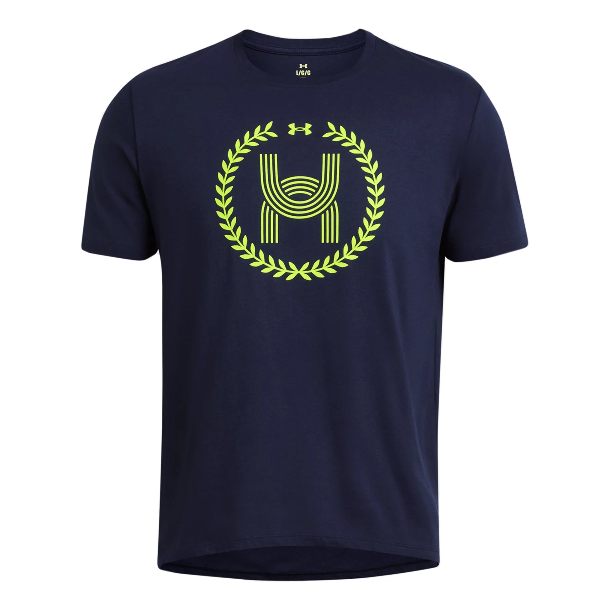 Under Armour Run Everywhere Wreath SS Maillot De Course Hommes-Bleu Foncé,Jaunes Fluo