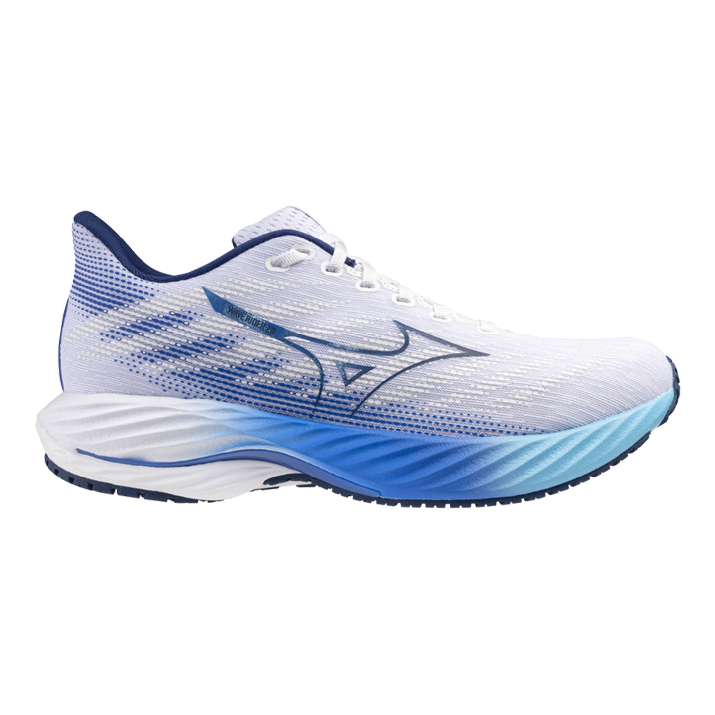 Mizuno Wave Rider 28 Chaussure de running sans stabilisateurs Hommes - blanc, bleu