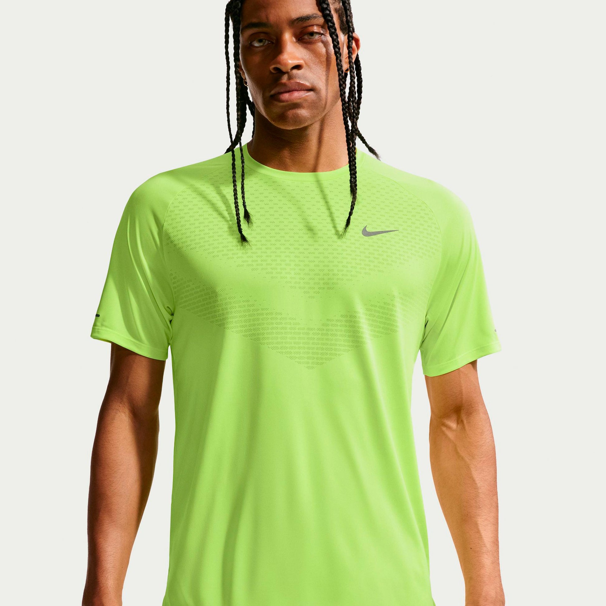 Nike Stride Maillot de course Hommes - jaunes fluo, argent