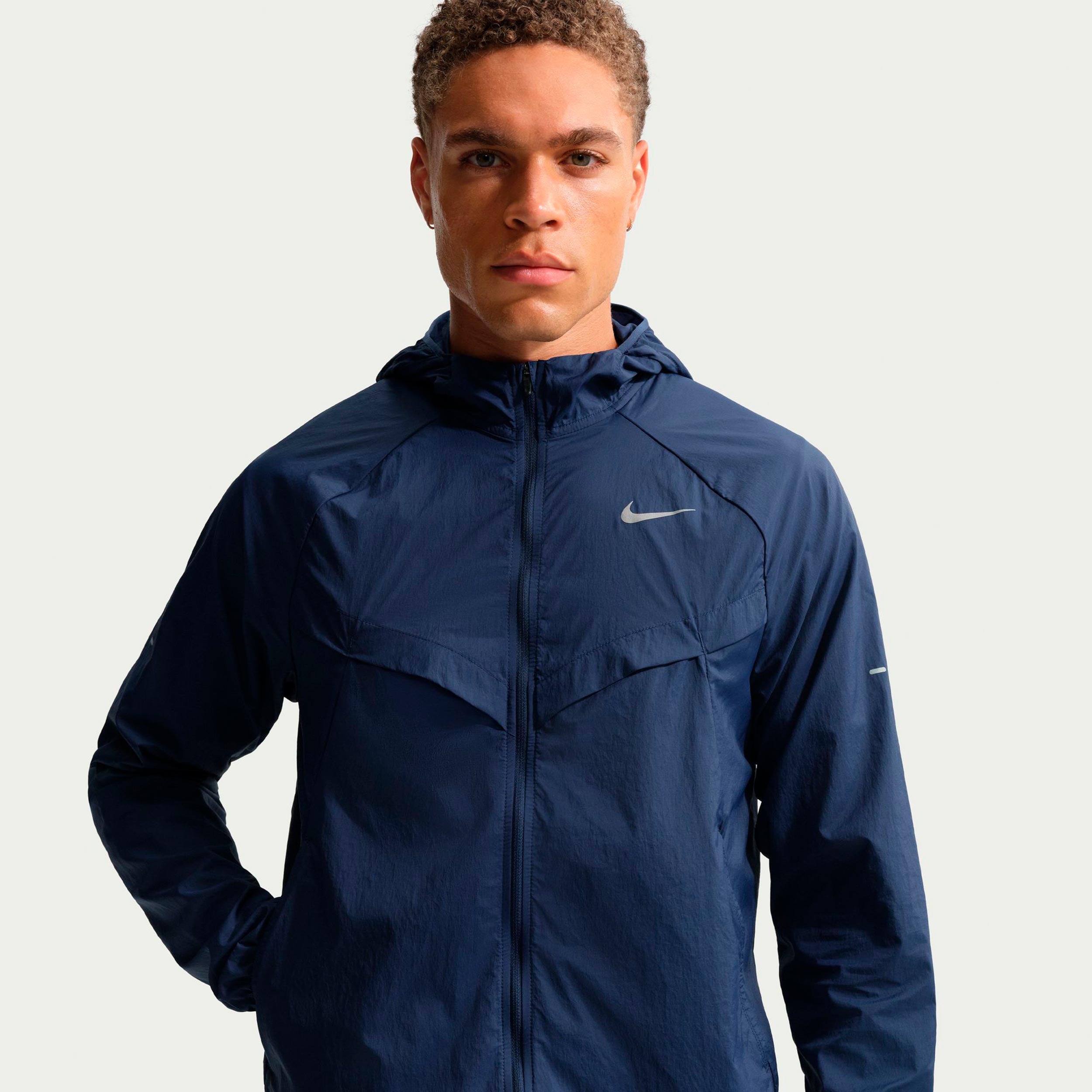 Nike Stride Veste running Hommes - bleu foncé, argent