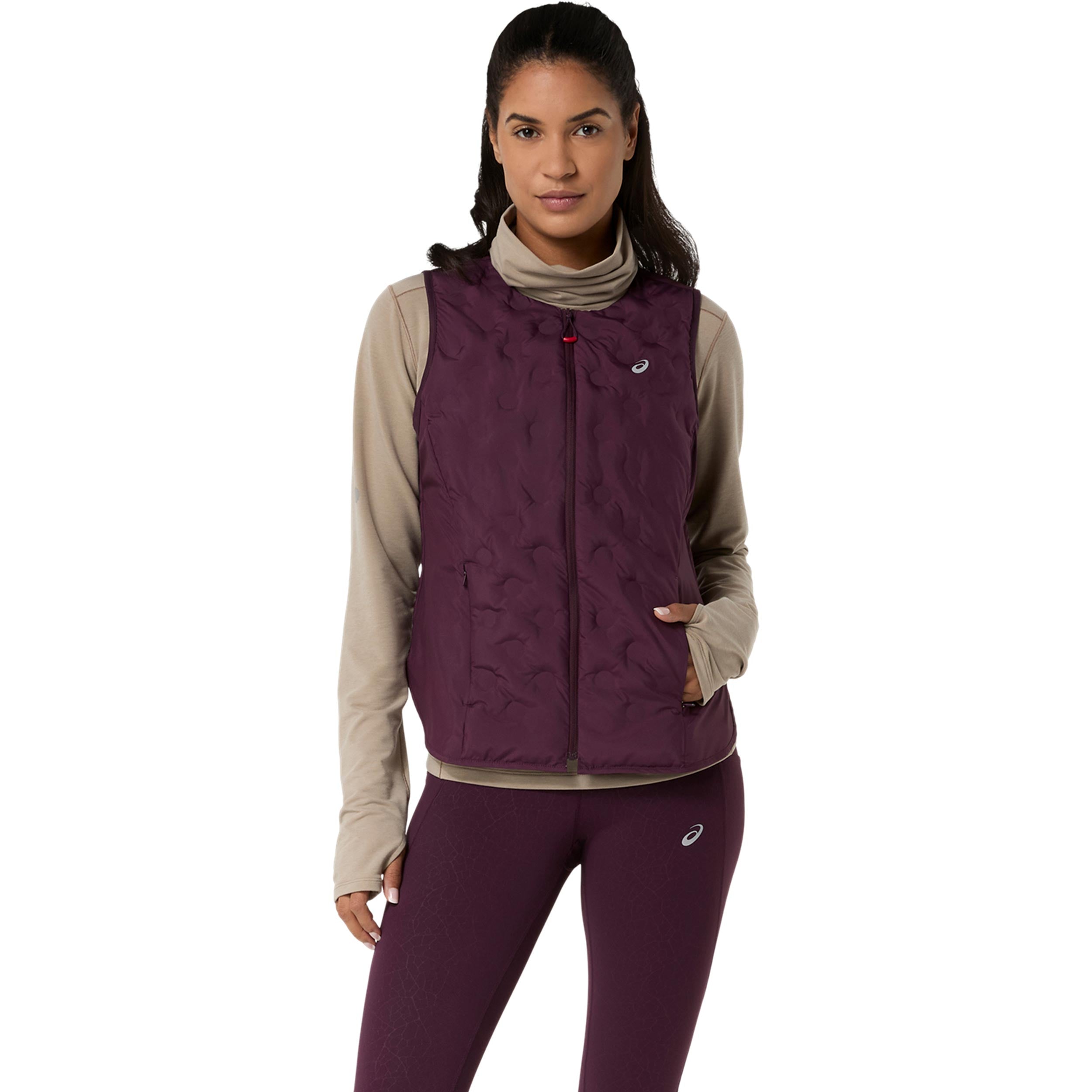 ASICS Nagino Padded  Gilets de course Femmes - rouge vin