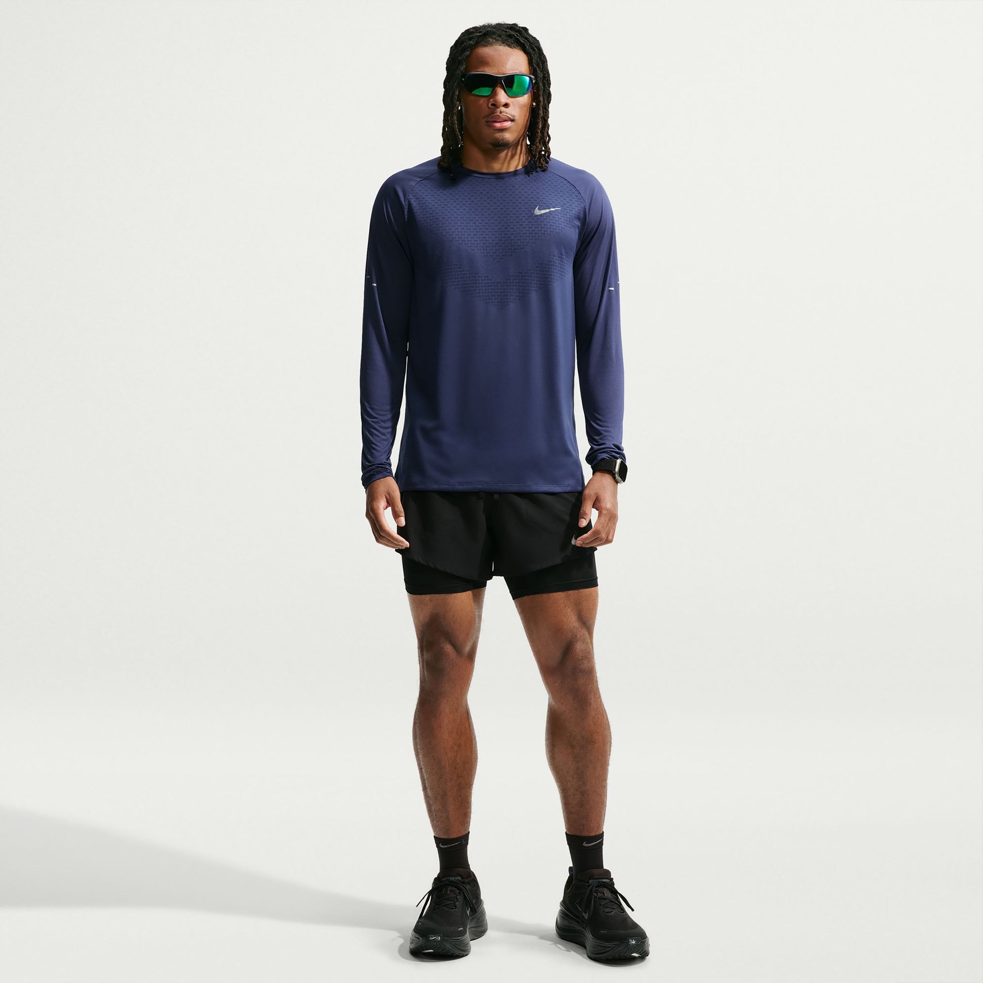Nike Stride  Maillot de course Hommes - bleu foncé, argent