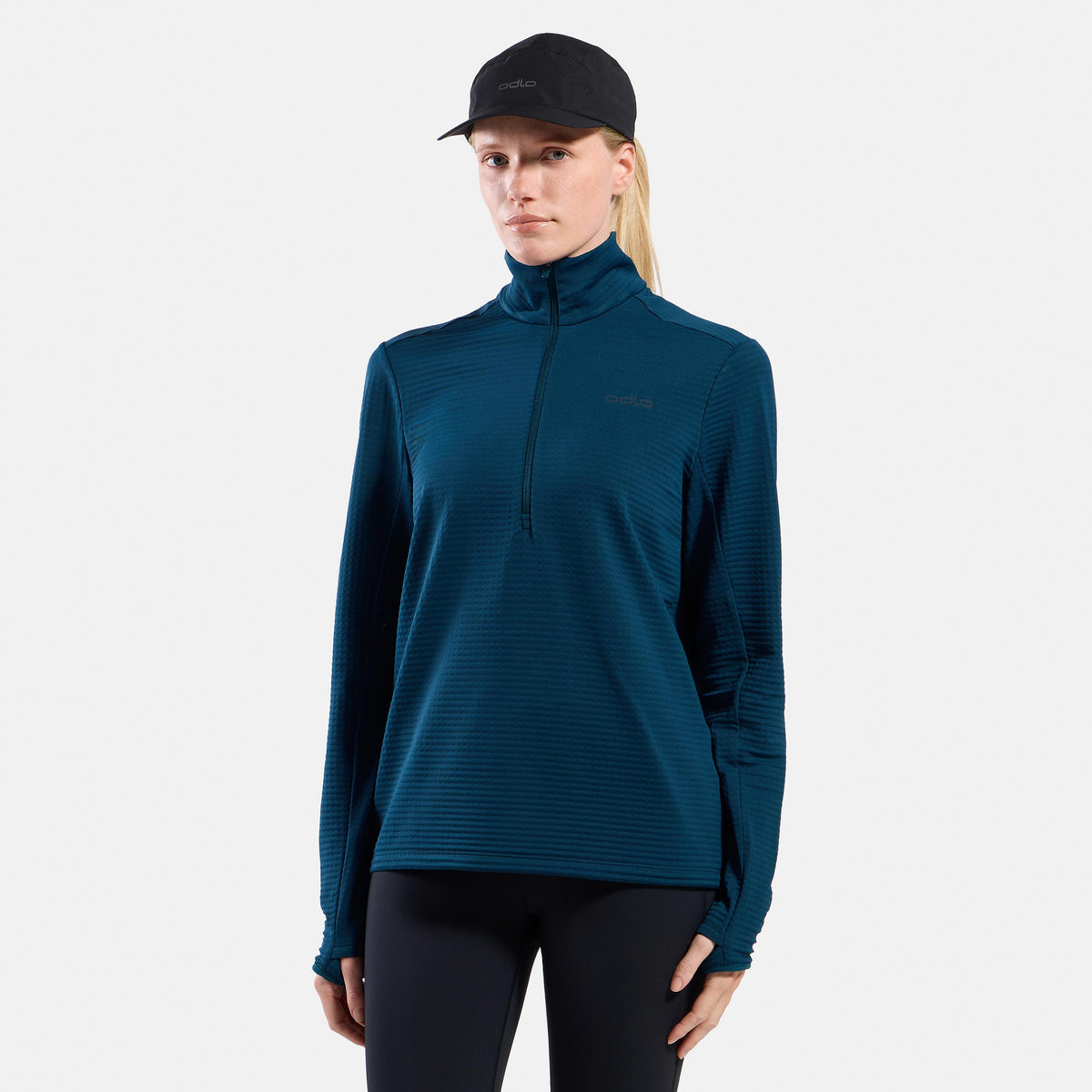 Odlo Essential Thermal Midlayer 1/2 Zip Maillot de course Femmes - bleu petrol