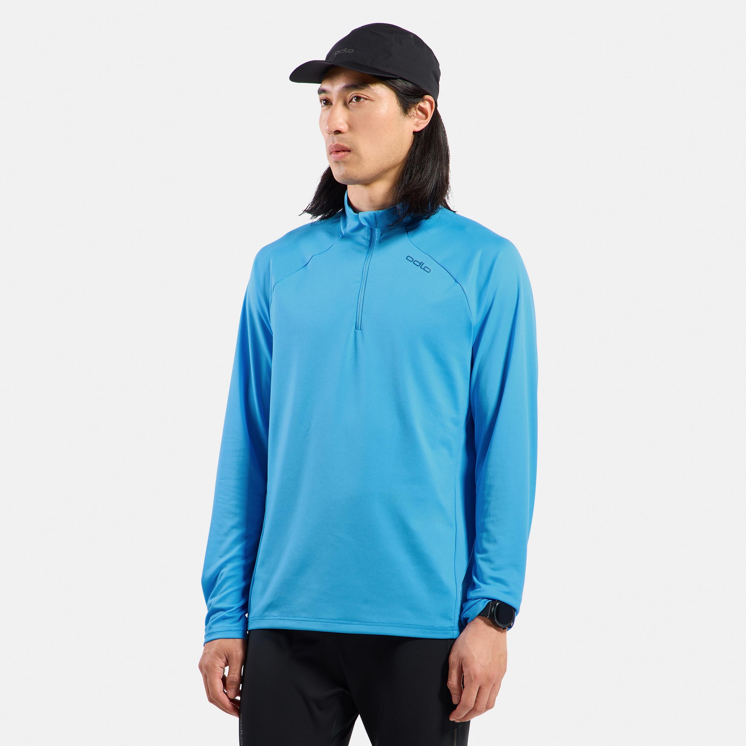 Odlo Essential Ceramiwarm Mid Layer 1/2 Zip Maillot de course Hommes - bleu clair