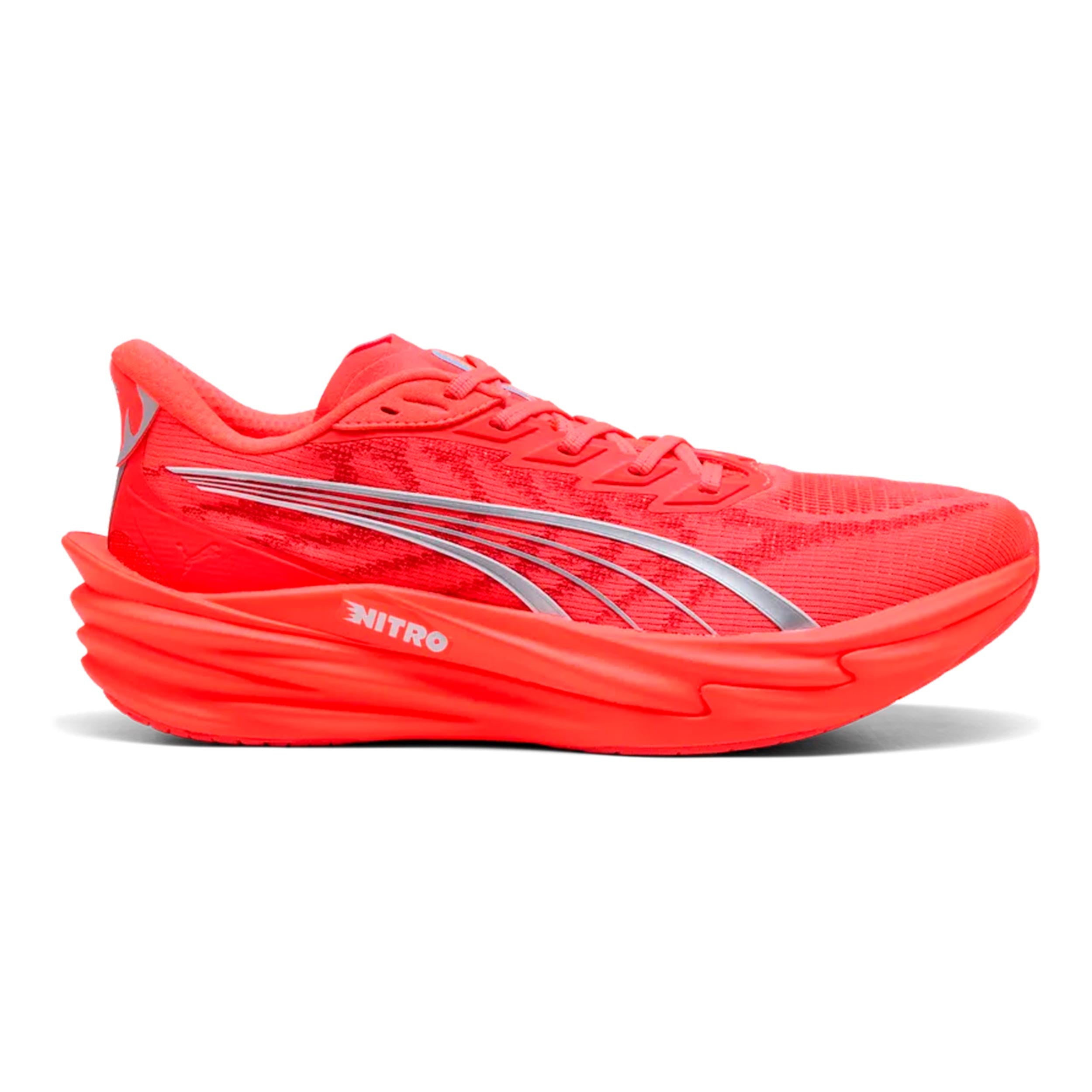 Puma Deviate Nitro 4 Chaussure de running sans stabilisateurs Hommes - rouge, argent