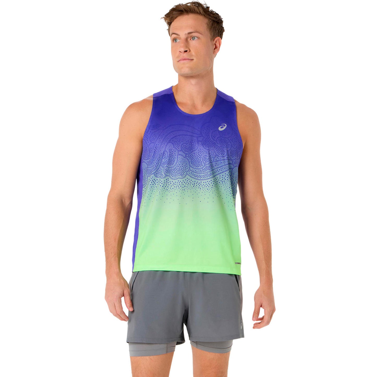 ASICS Road Fade Maillot de course Hommes-bleu, vert