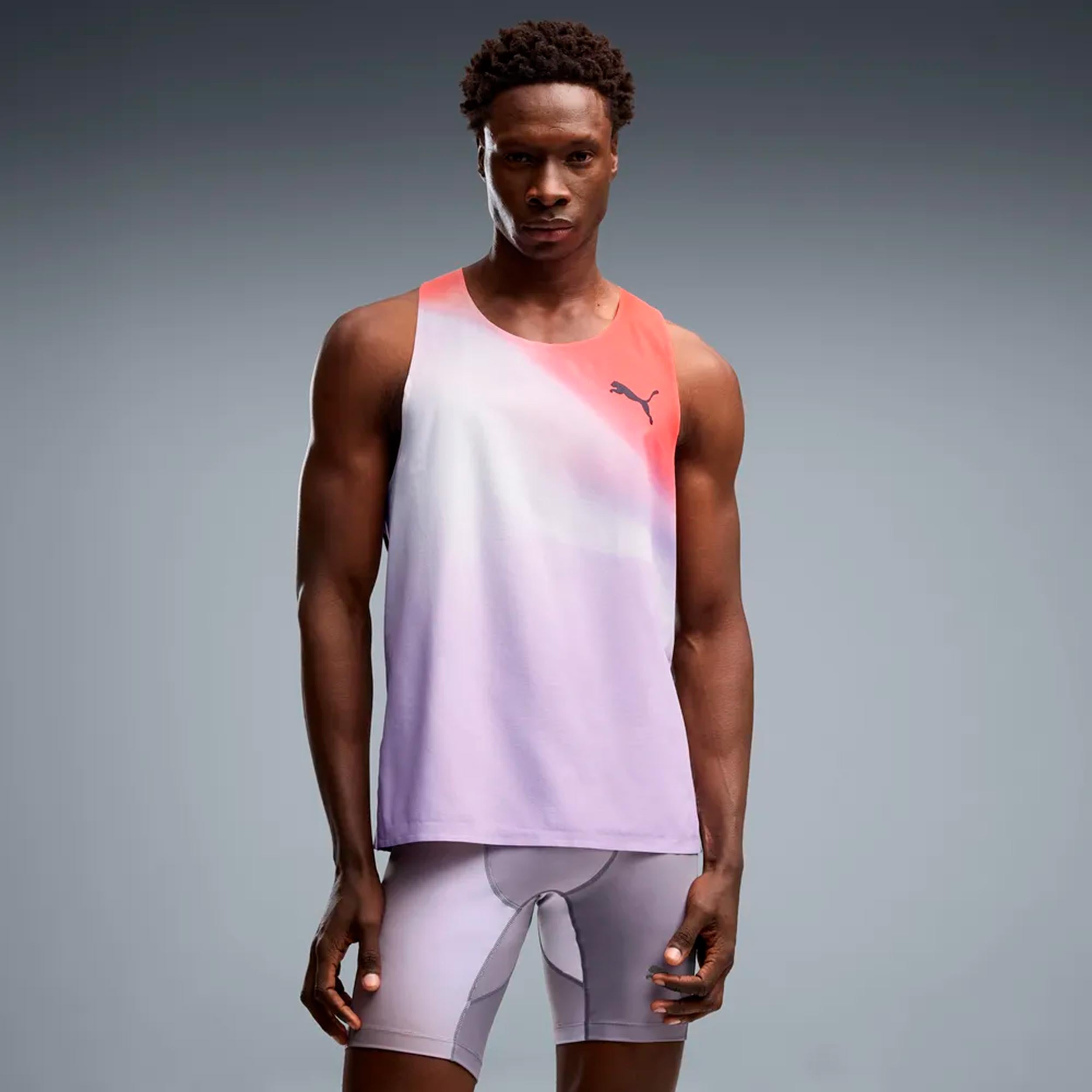 Puma Lightspeed Ultraweave Graphic  Maillot de course Hommes - gris clair, orange