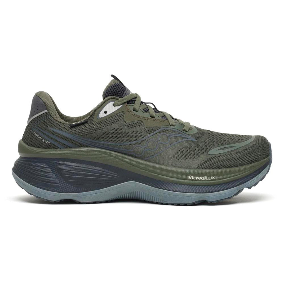 Saucony Hurricane 26 GTX Chaussure de running avec stabilisateurs Hommes - vert olive, gris
