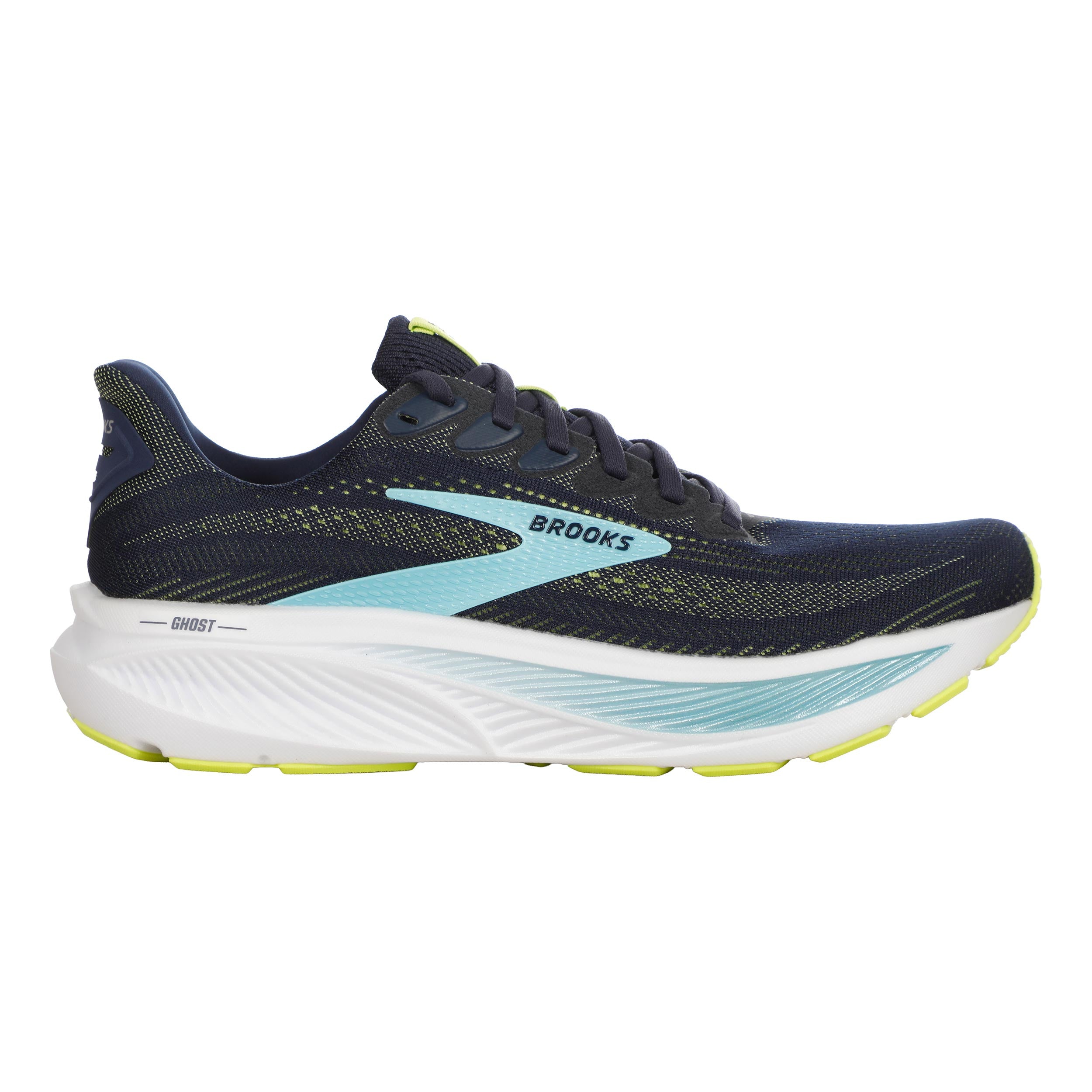 Brooks Ghost 17 Chaussure de running sans stabilisateurs Hommes - bleu foncé, jaune lemon