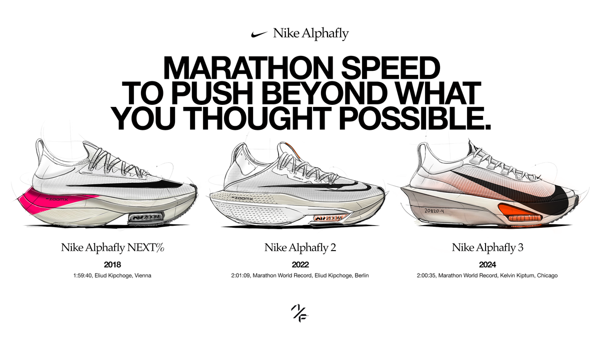 Les générations de la série Nike Alphafly en un coup d'œil