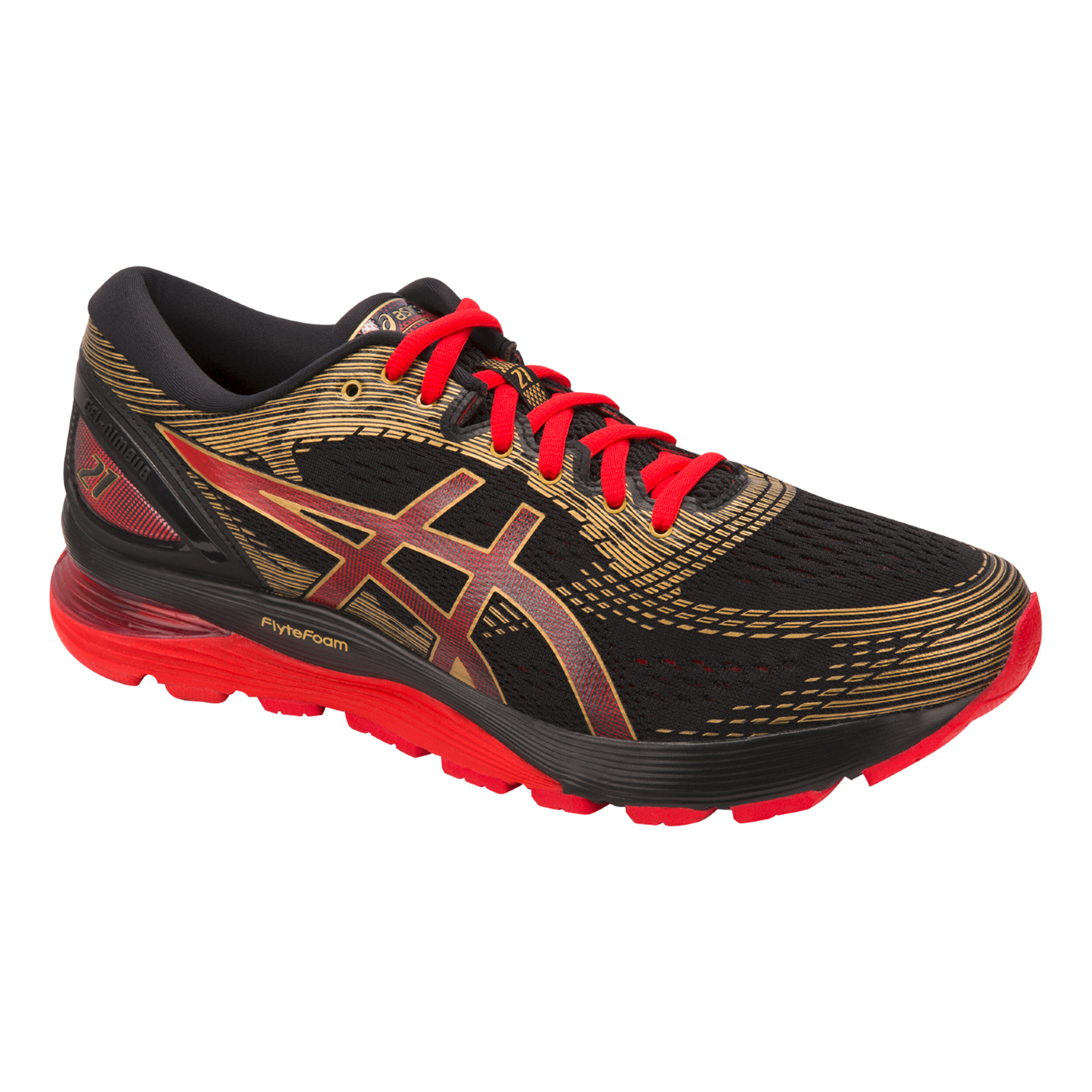 Acheter ASICS Gel Nimbus 21 Chaussure De Running Sans Stabilisateurs Hommes Noir Rouge en ligne Running Point FR