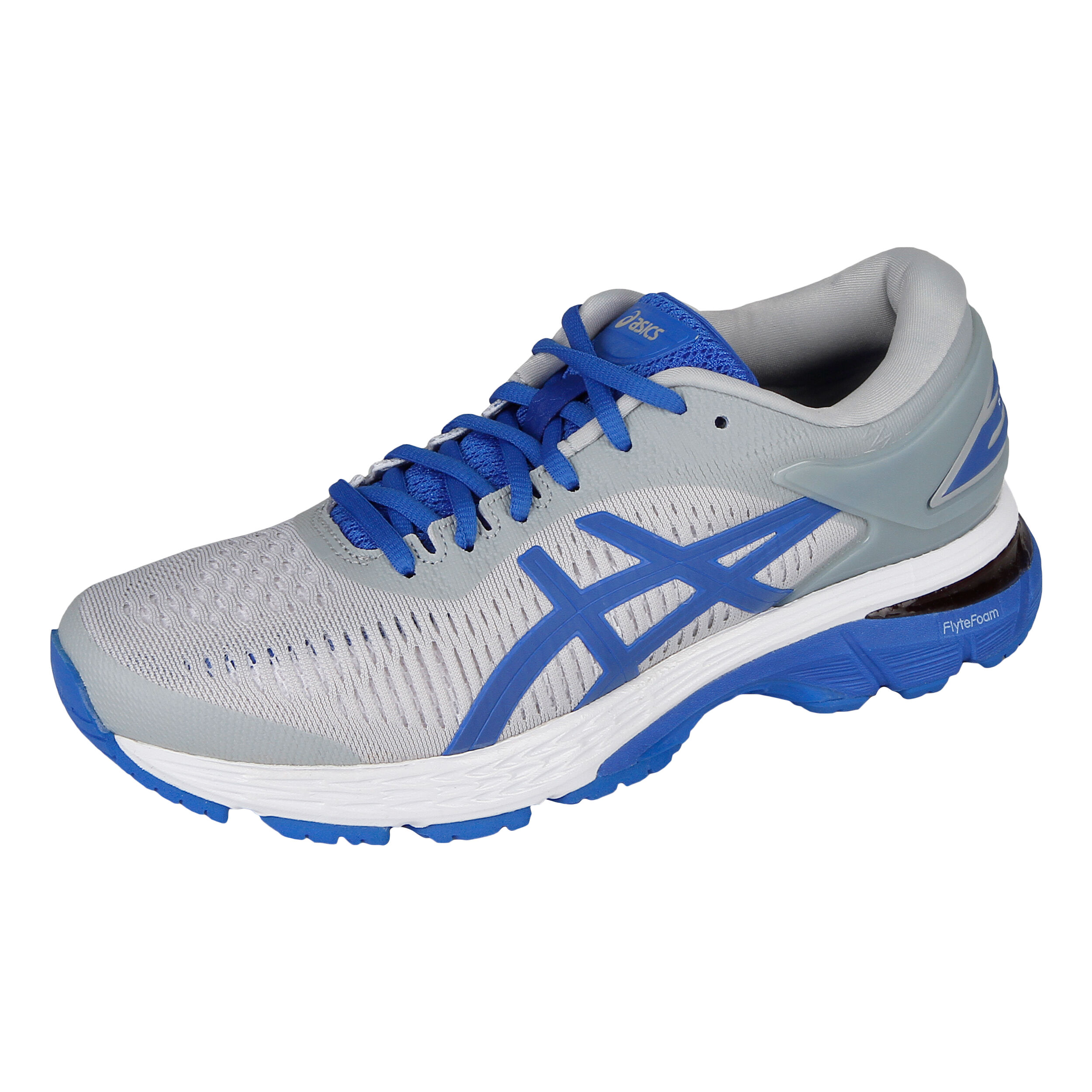 Gel Kayano 25 Lite Show Chaussure De Running Avec Stabilisateurs Femmes Gris Clair Bleu