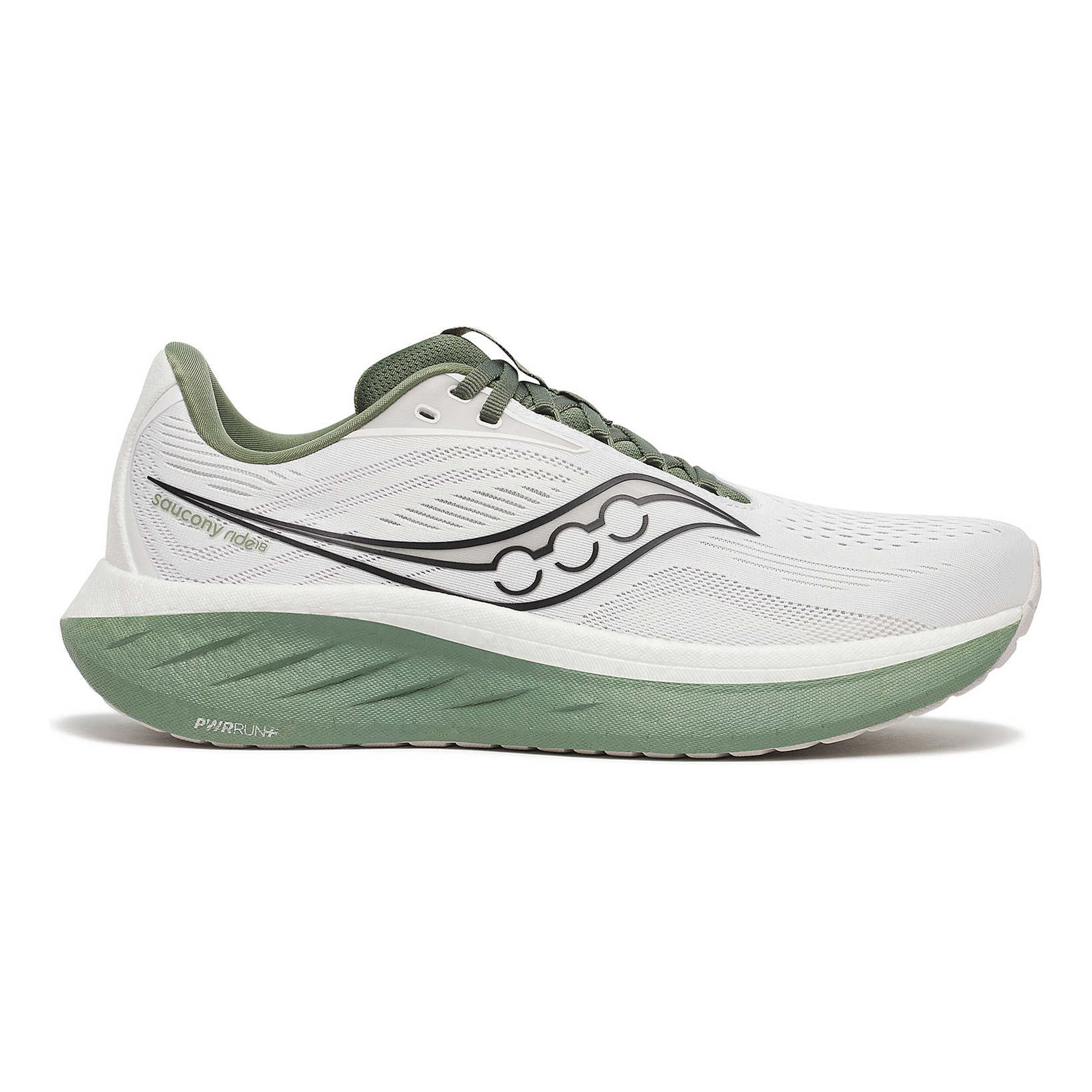 Acheter Saucony Ride 18 Chaussure De Running Sans Stabilisateurs Hommes Blanc Vert Olive en ligne Running Point FR