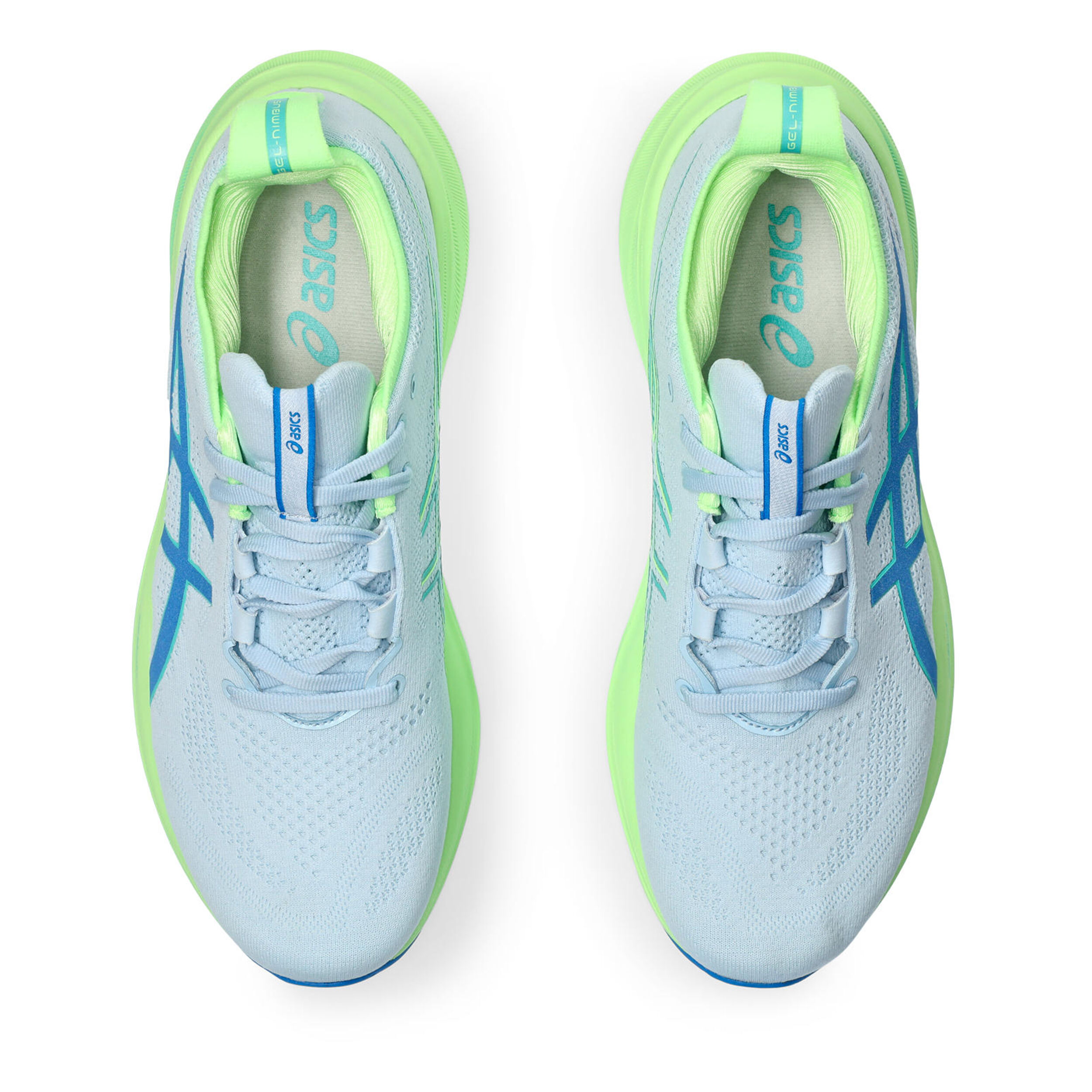 Gel Nimbus 26 Lite Show Chaussure De Running Sans Stabilisateurs Hommes Bleu Clair Vert Fluo