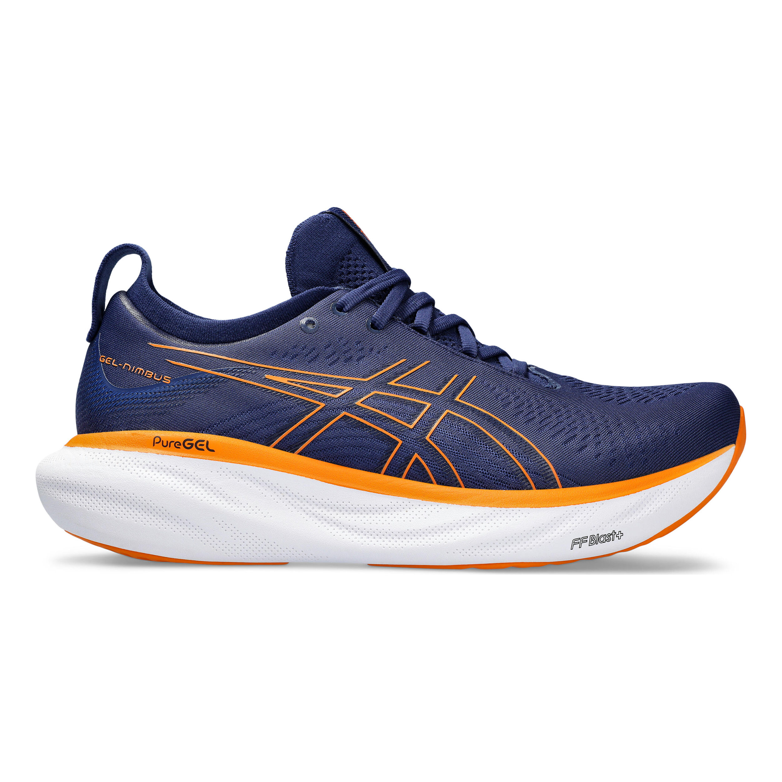 Acheter ASICS Gel Nimbus 25 Chaussure De Running Sans Stabilisateurs Hommes Bleu Fonce Orange en ligne Running Point FR