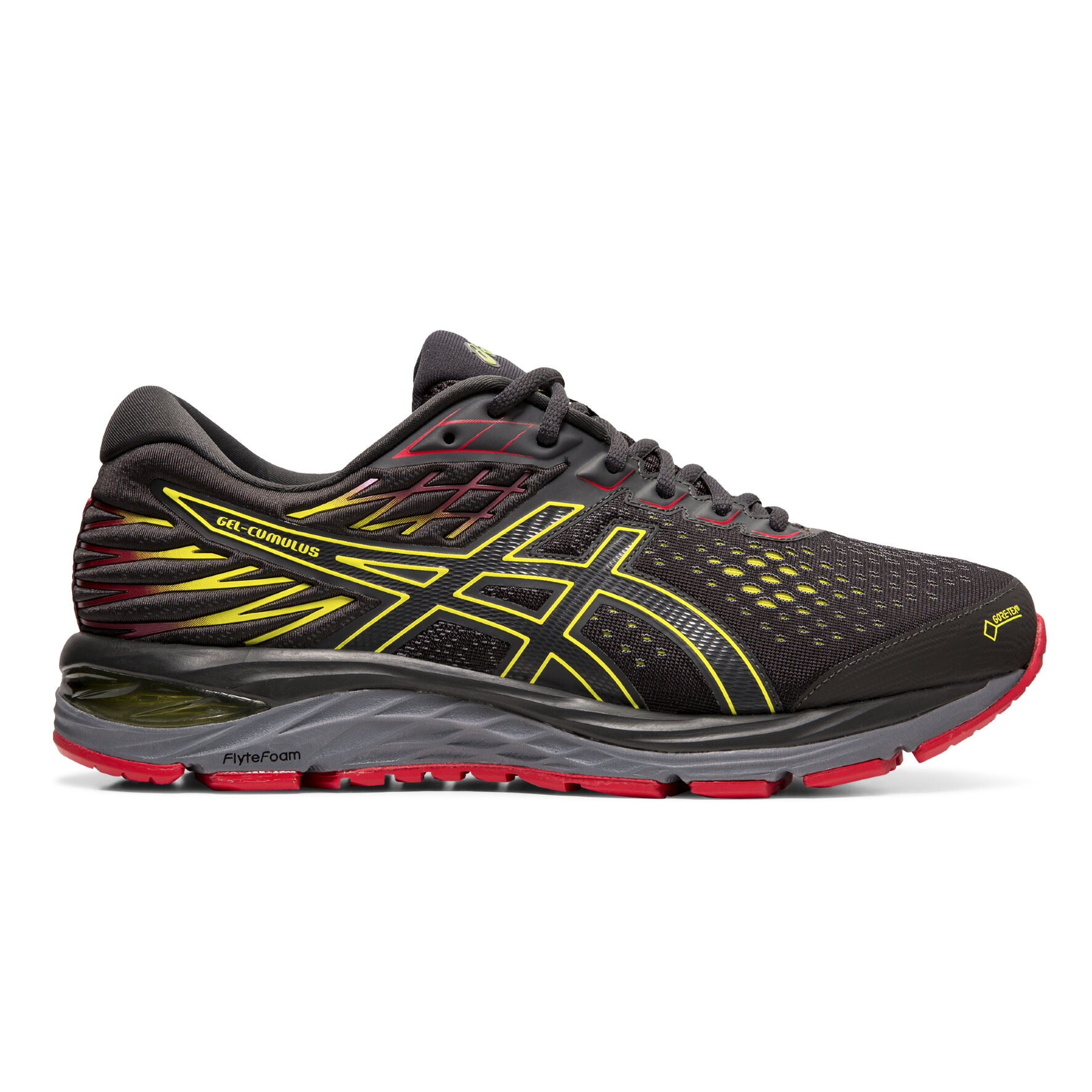 Acheter ASICS Gel Cumulus 21 G TX Chaussure De Running Sans Stabilisateurs Hommes Gris Fonce Jaune en ligne Running Point FR