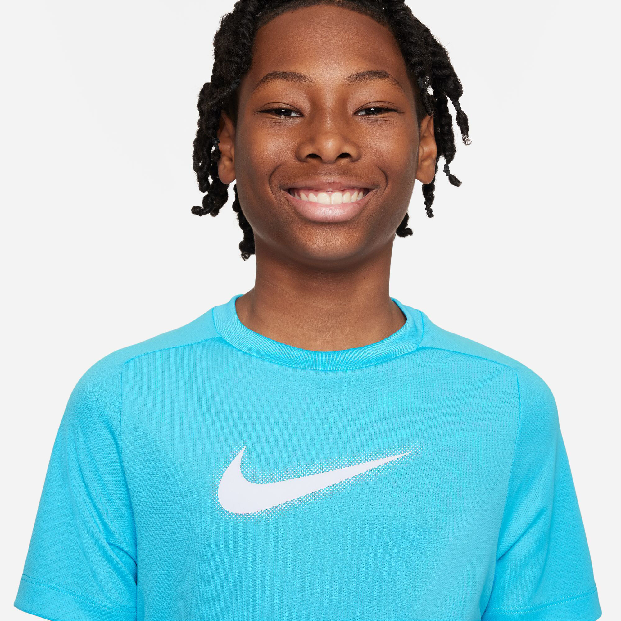 Acheter Nike Dri Fit Graphic T shirt Garcons Bleu Clair Blanc en ligne Running Point FR