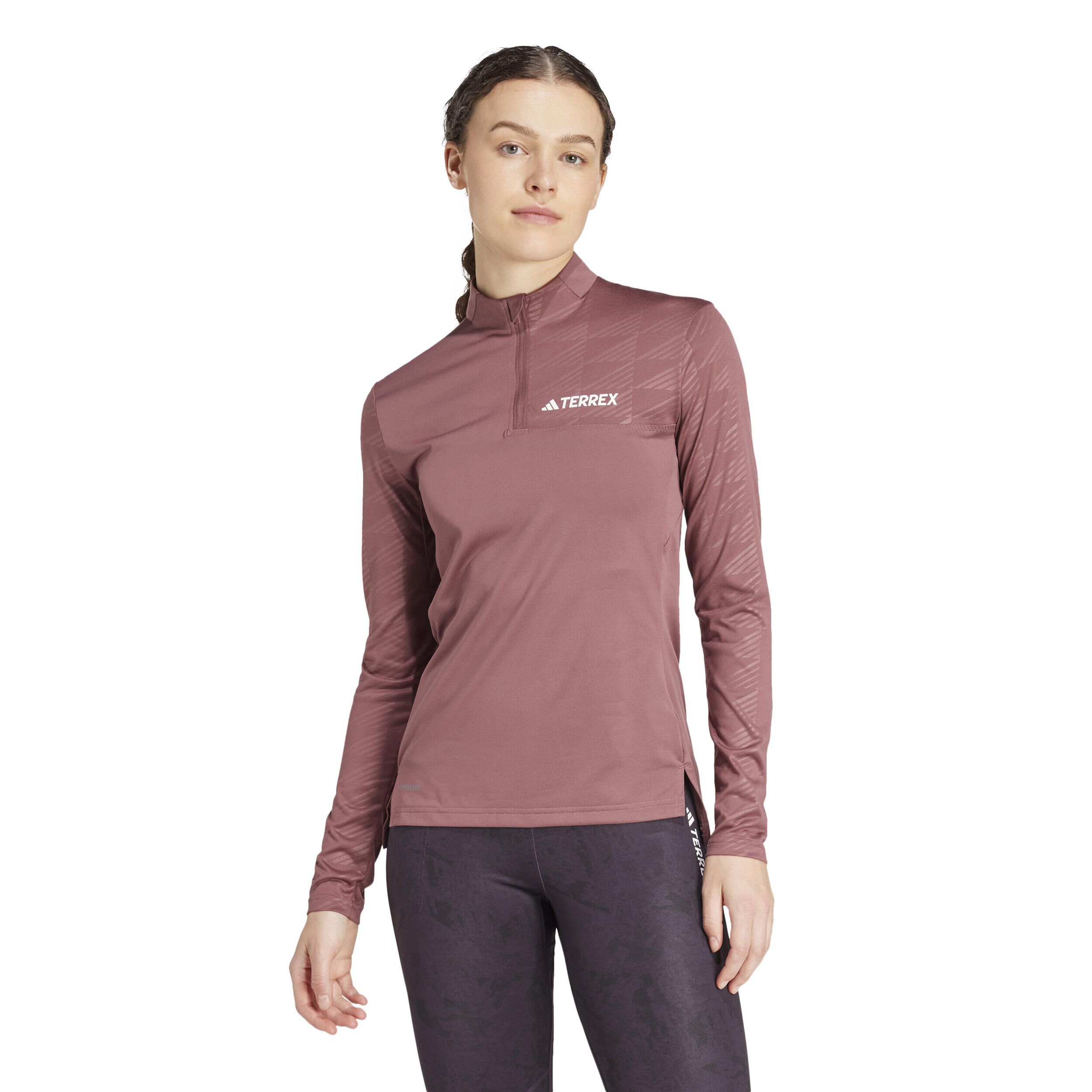 Acheter adidas MT Half Zip Haut Manches Longues Femmes Marron en ligne Running Point FR