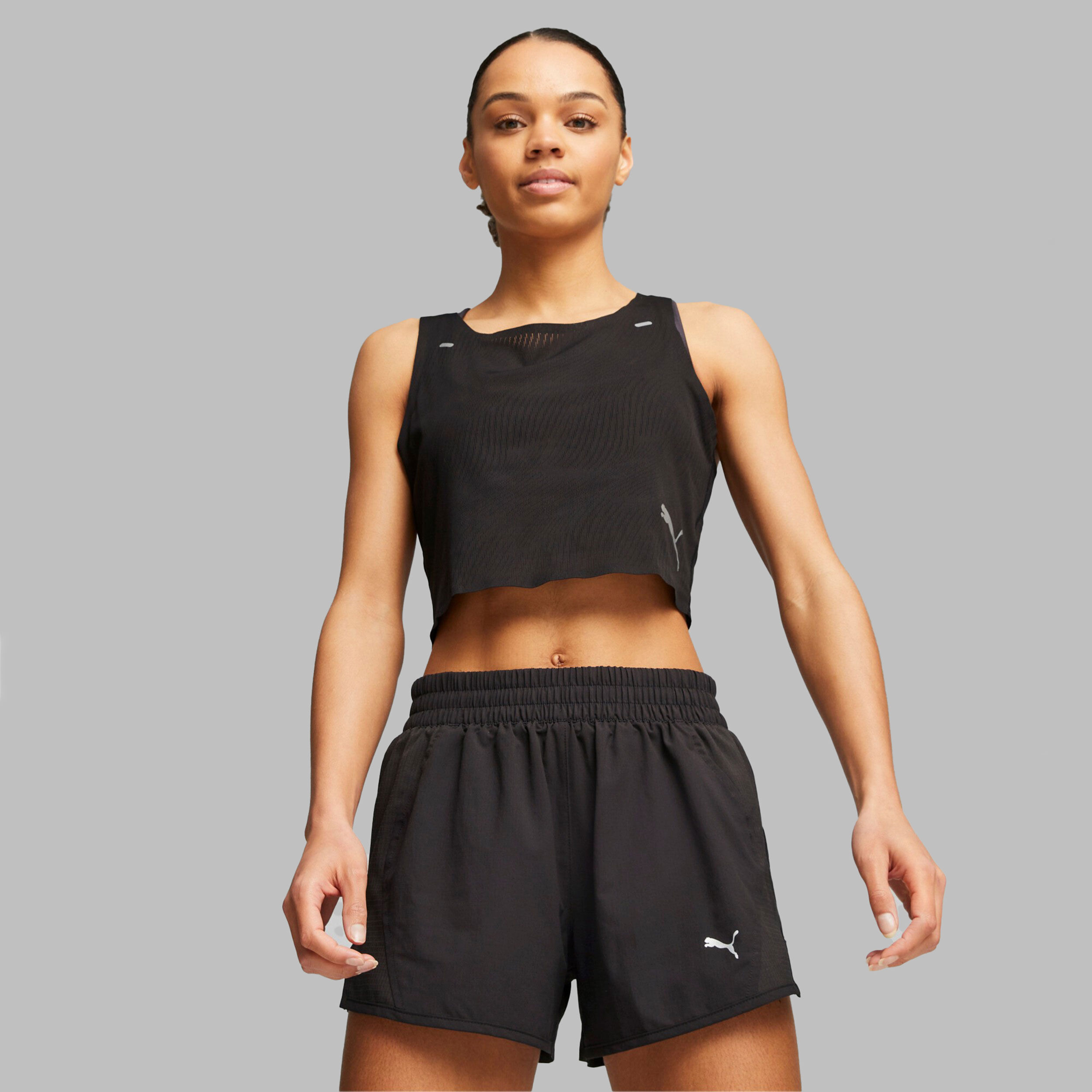 Run Ultraspun Crop Débardeur Tank Top Femmes - Noir