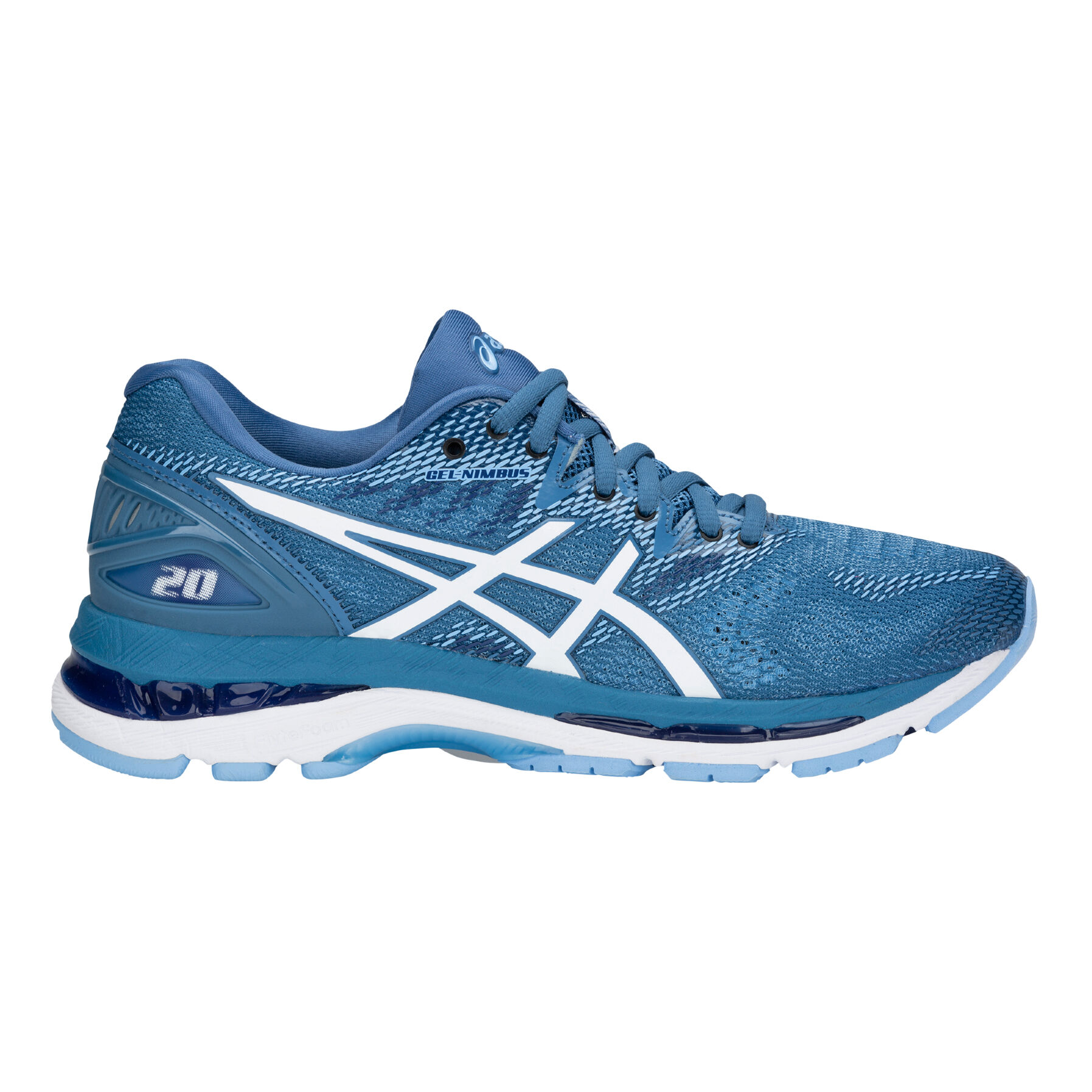 Acheter ASICS Gel Nimbus 20 Chaussure De Running Sans Stabilisateurs Femmes Bleu Clair Blanc en ligne Running Point FR