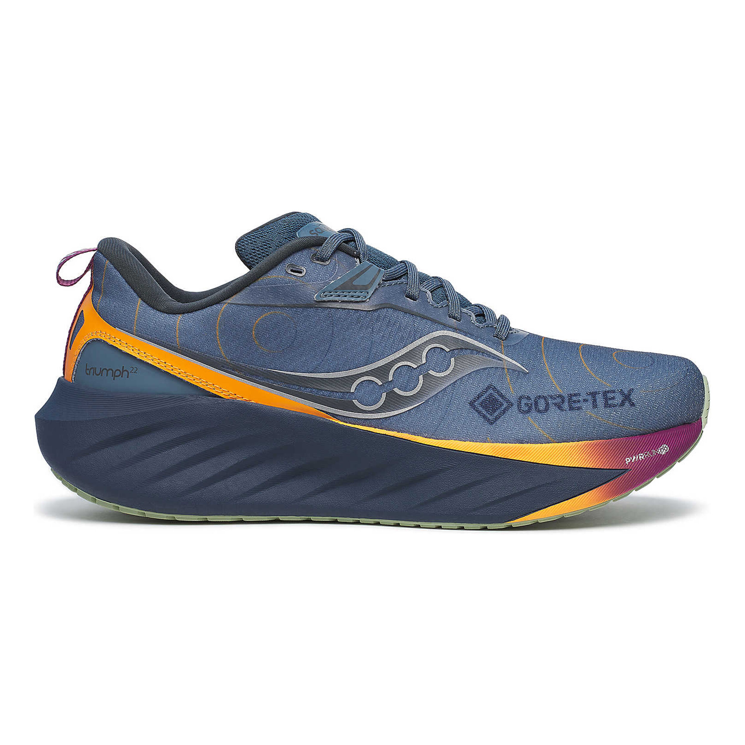 Acheter Saucony Triumph 22 GTX Chaussure De Running Sans Stabilisateurs Hommes Bleu Gris Orange en ligne Running Point FR